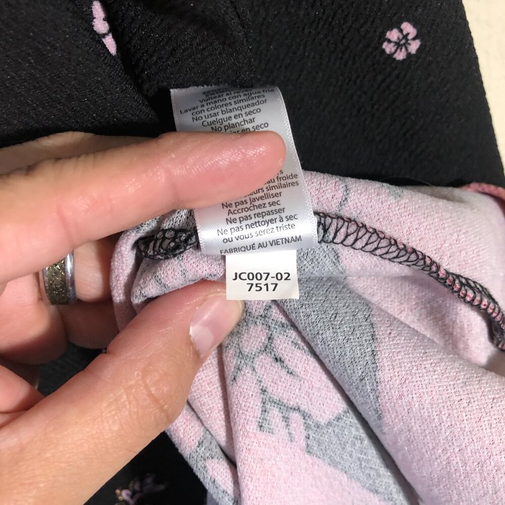 Lularoe Dress Women’s Size Small Black Pink Striped Floral Polyester Blend - Picture 4 of 8
